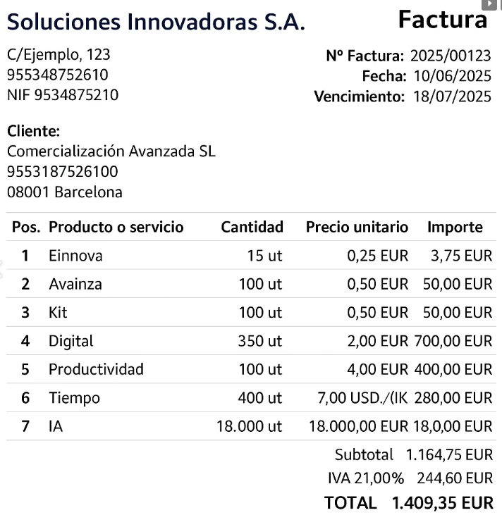 Ejemplo de Factura 1
